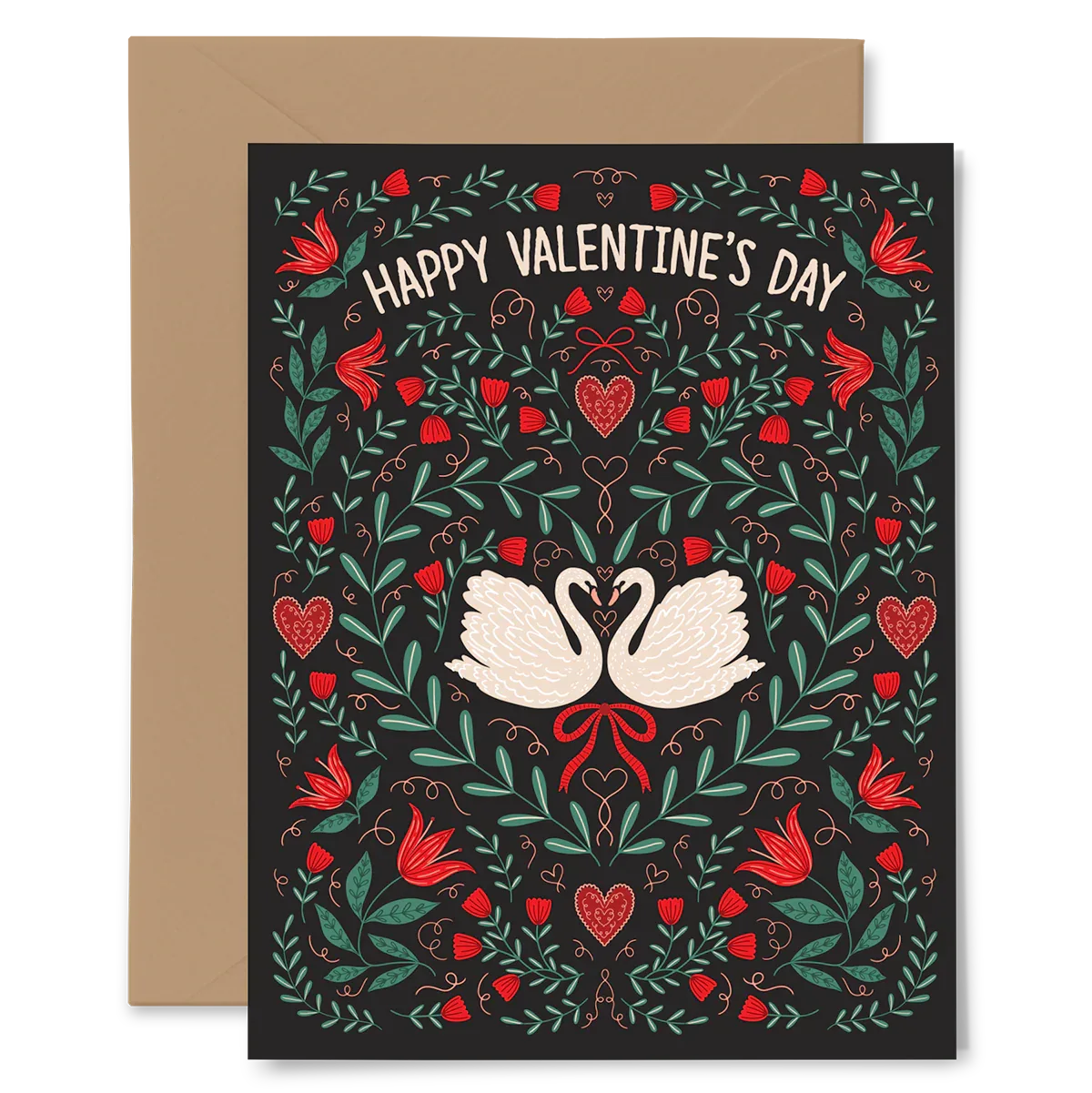 Valentine Swans Greeting Card | Hand-Illustrated – Gingiber