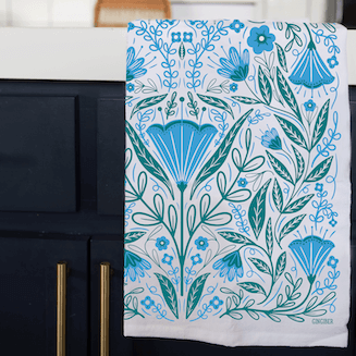 Blue Blossoms Tea Towel