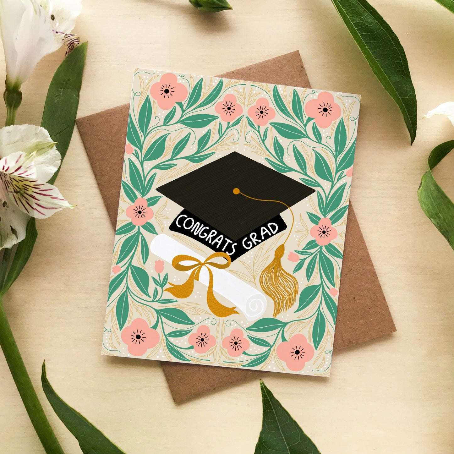 Grad Floral Card