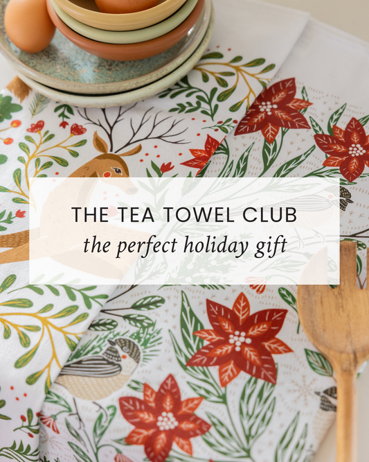 Gingiber holiday tea towels adding a festive look in the kitchen