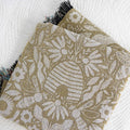 Blanket - woven throw featuring gold bee and beehive illustrations