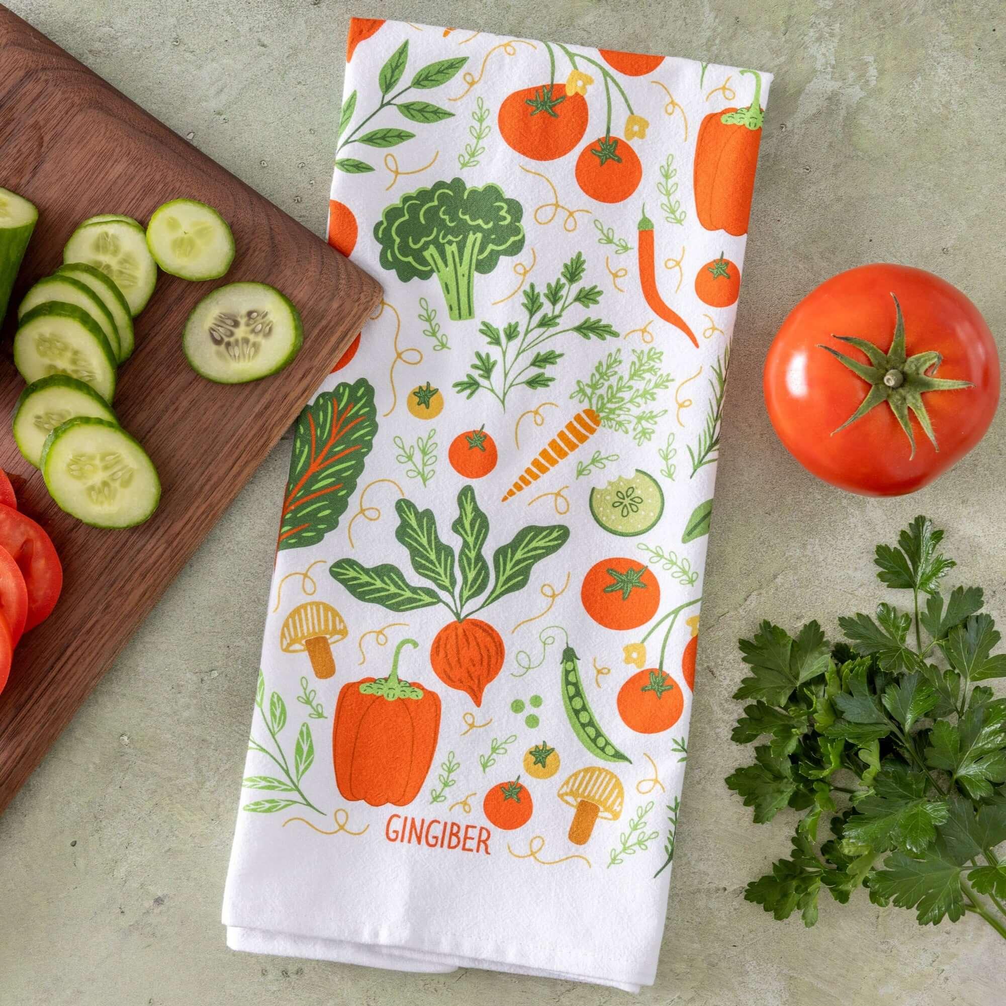 Vegetable Tea Towel - Gingiber
