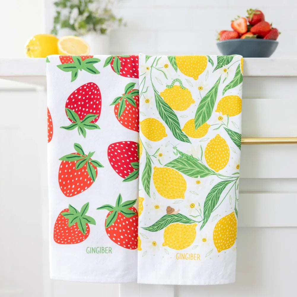 tea towel bundle with illustrated fruit designs 