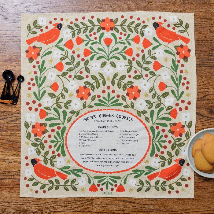 Ginger Cookies Recipe Tea Towel - Gingiber