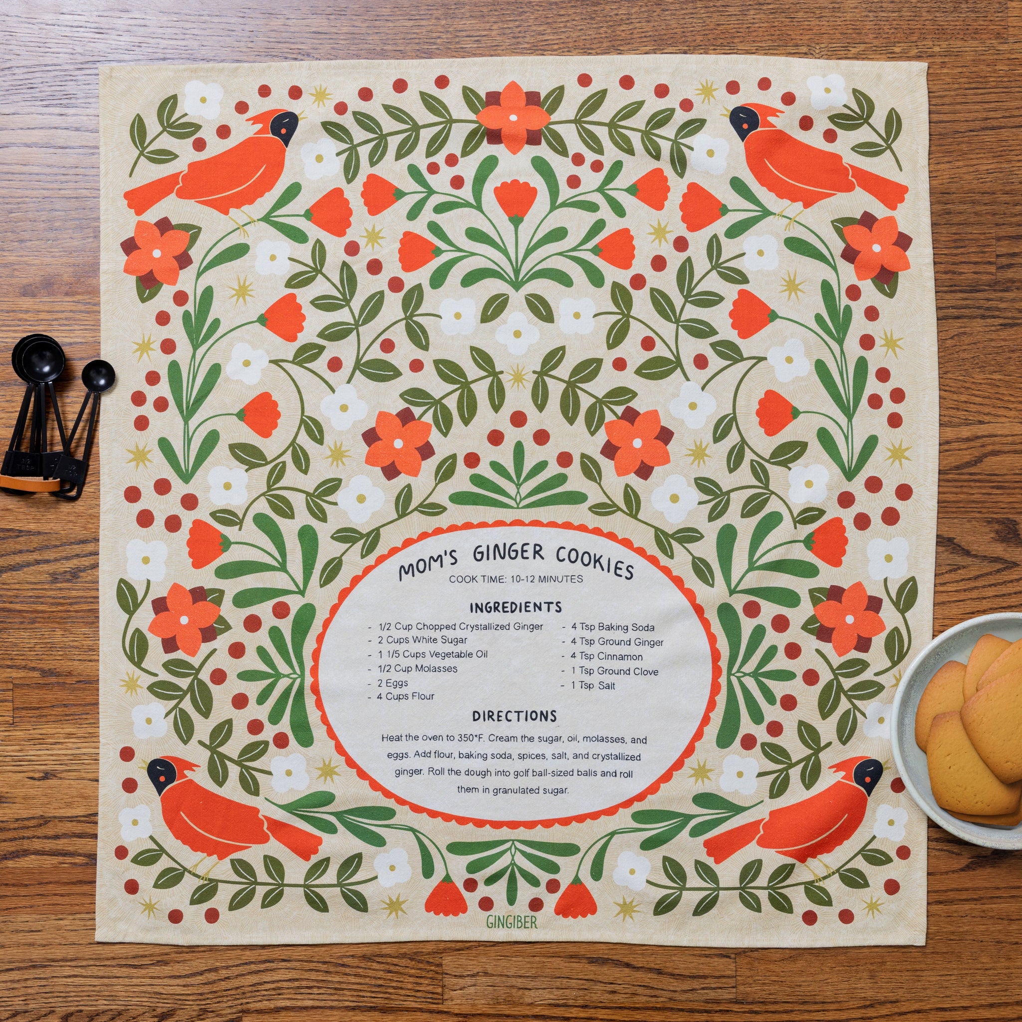 Ginger Cookies Recipe Tea Towel