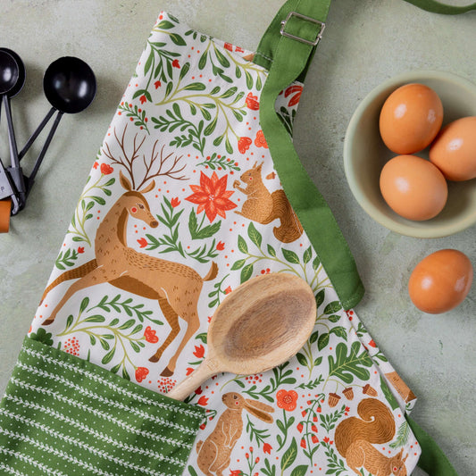 Ivory Christmas Forest Apron