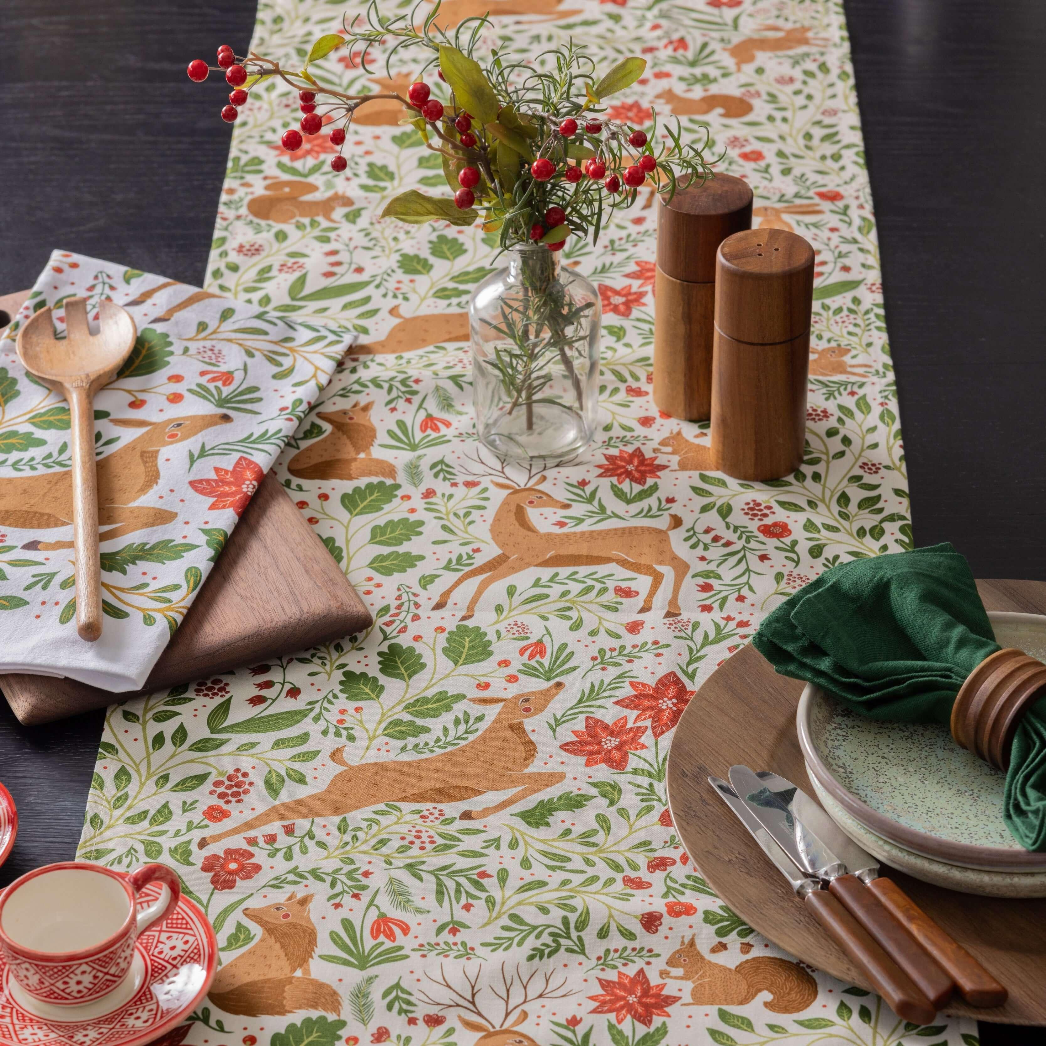 Ivory Christmas Forest Table Runner (REDIRECT) - Gingiber