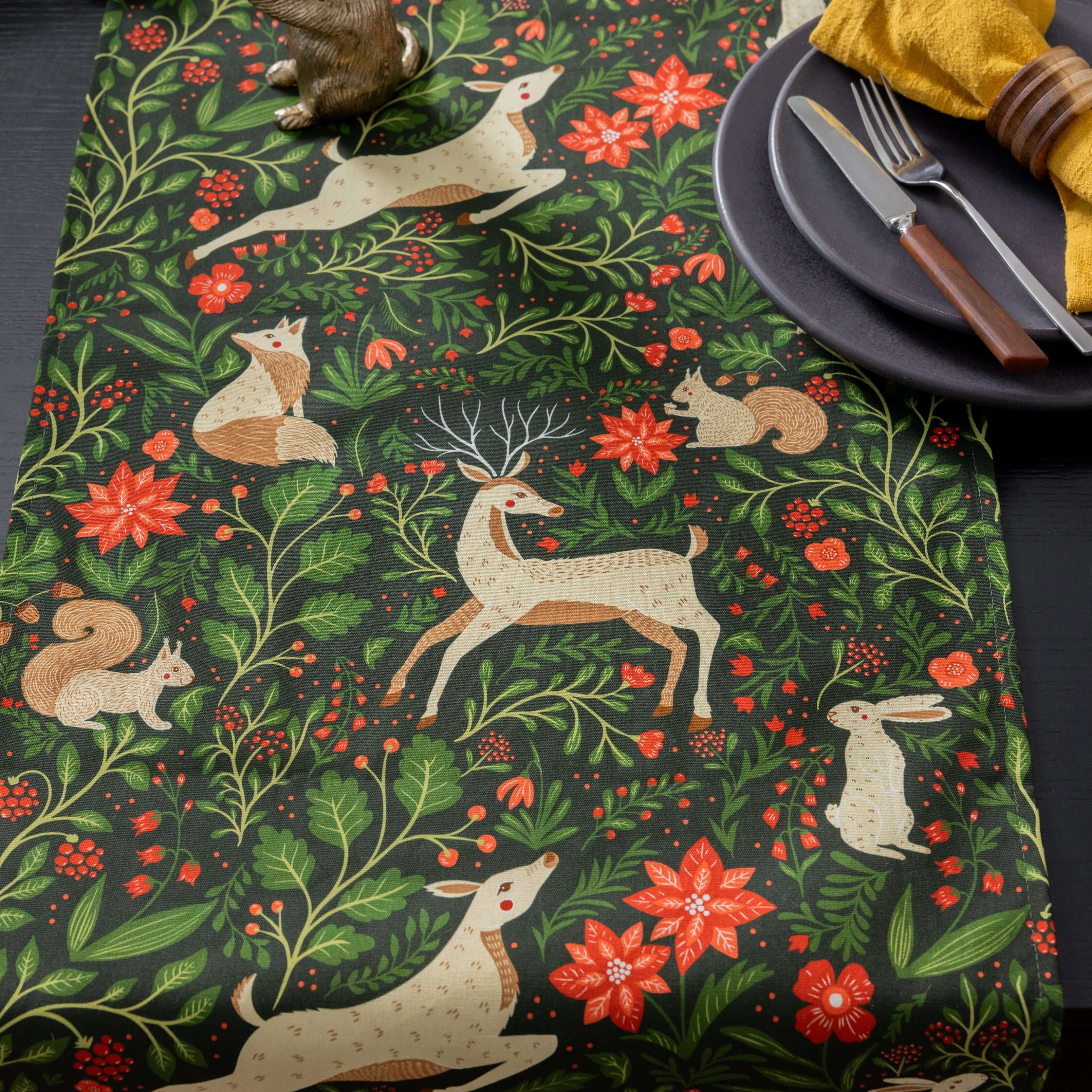 Evergreen Christmas Forest Table Runner