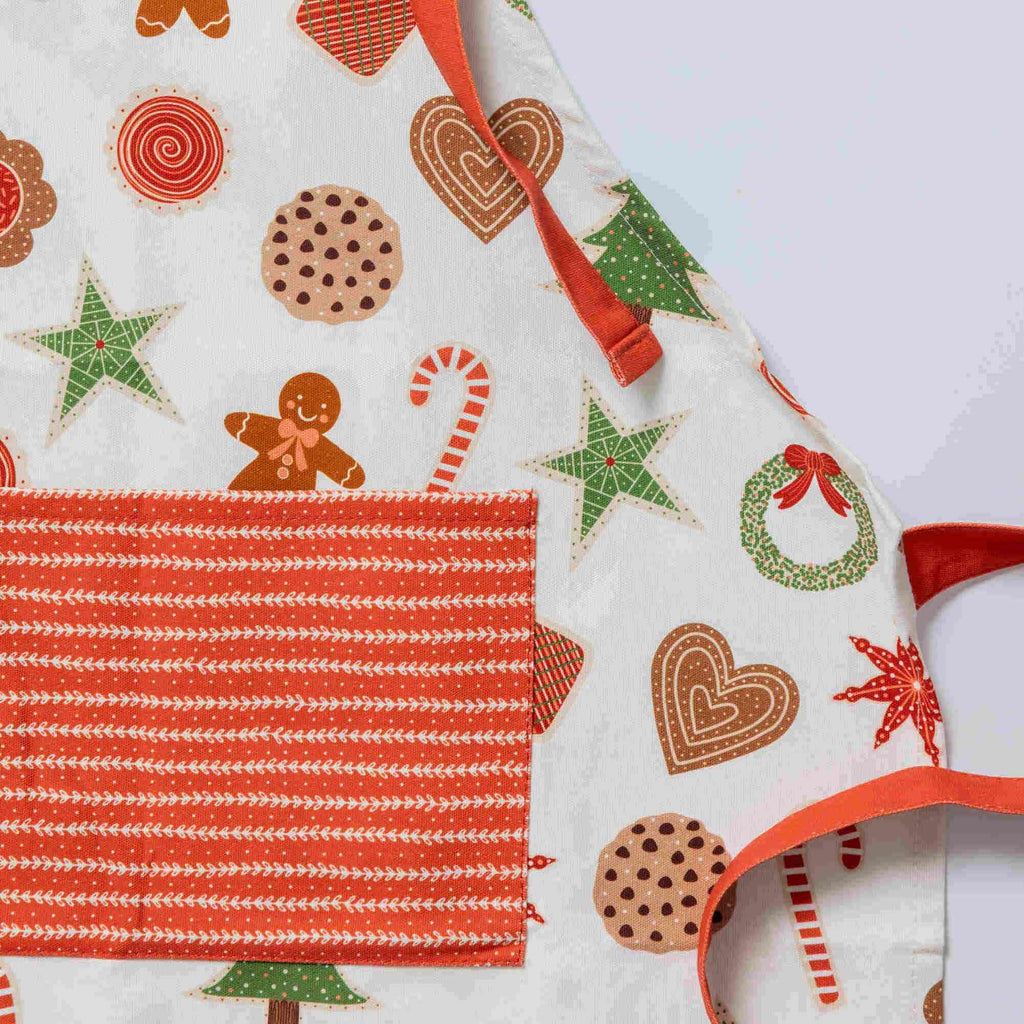 Adult Ivory Christmas Cookies Apron
