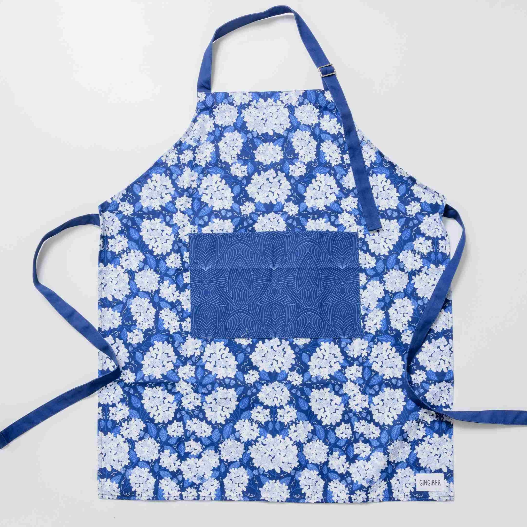Dark Blue Hydrangea Apron