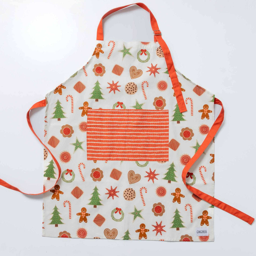 Adult Ivory Christmas Cookies Apron
