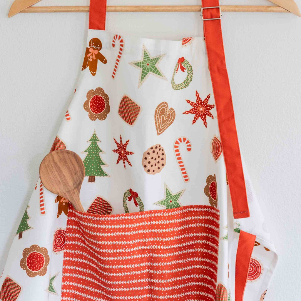 Adult Ivory Christmas Cookies Apron