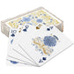 Playing cards with floral design on a white background