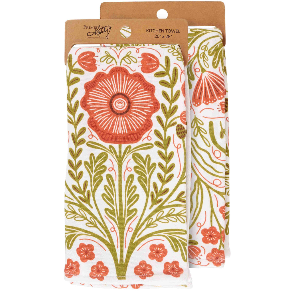Poppies Folk Dish Towel