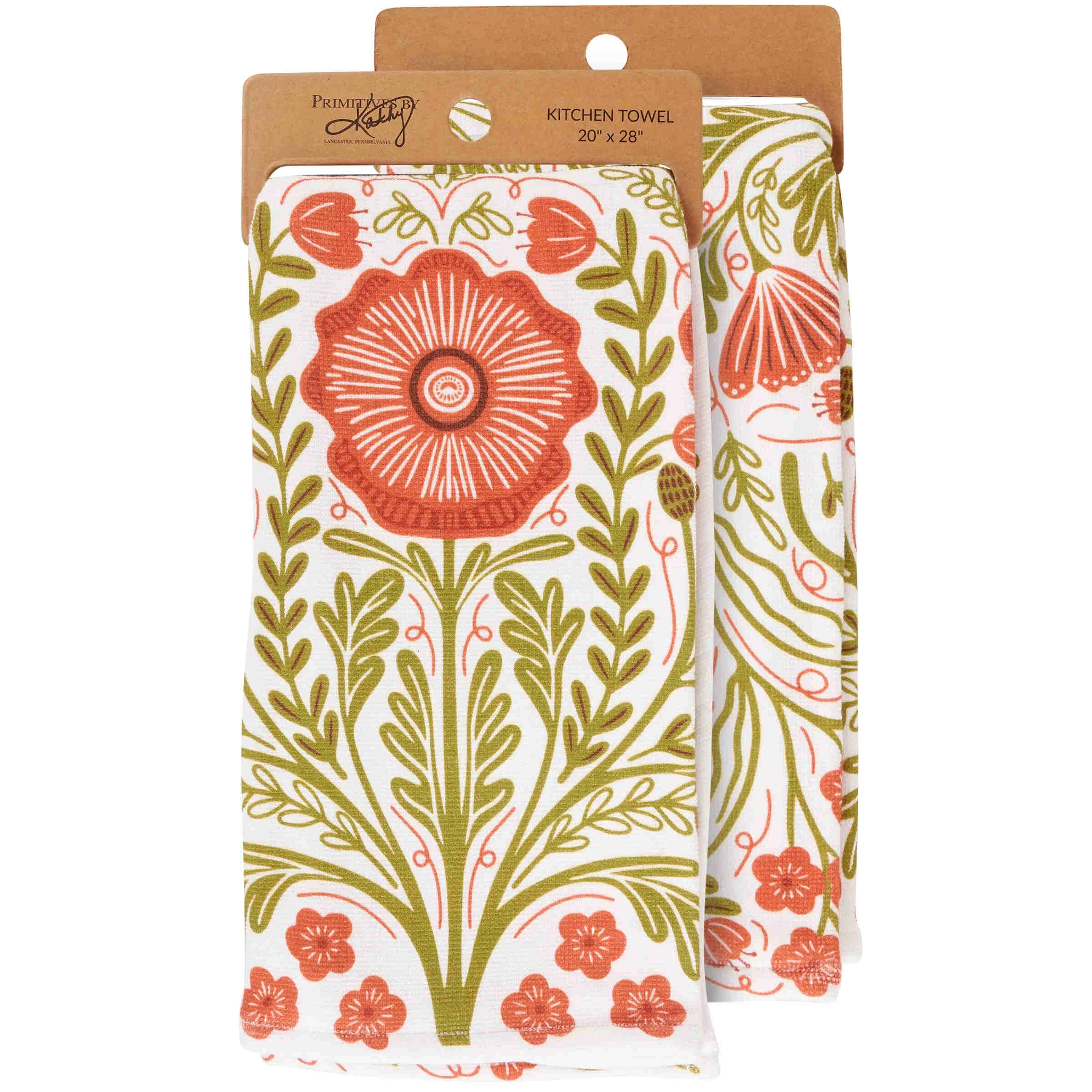 Poppies Folk Dish Towel