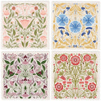 Four floral patterns in different styles on a white background