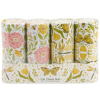 Pack of car tissues with floral and butterfly design on a white background