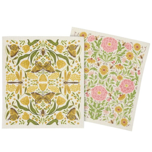 Two patterned products with nature-themed designs on a white background