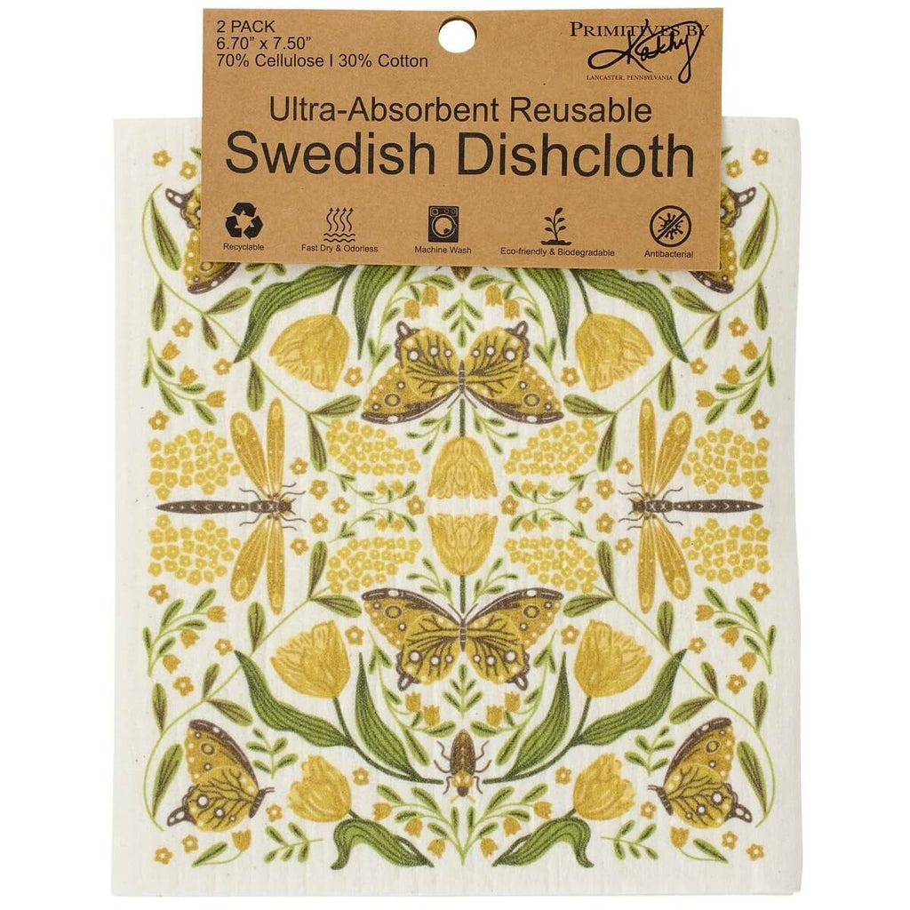 Swedish dishcloth with butterfly pattern in packaging