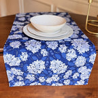 Dark Blue Hydrangea Table Runner