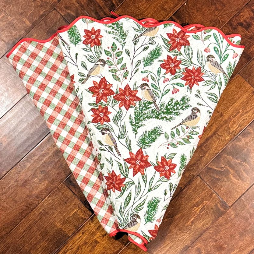 Poinsettia & Pine Tree Skirt