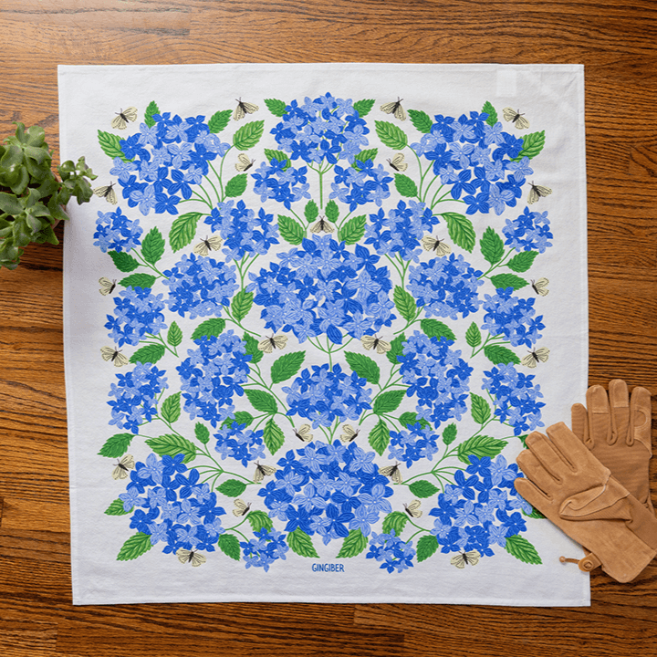 Blue Hydrangeas Tea Towel