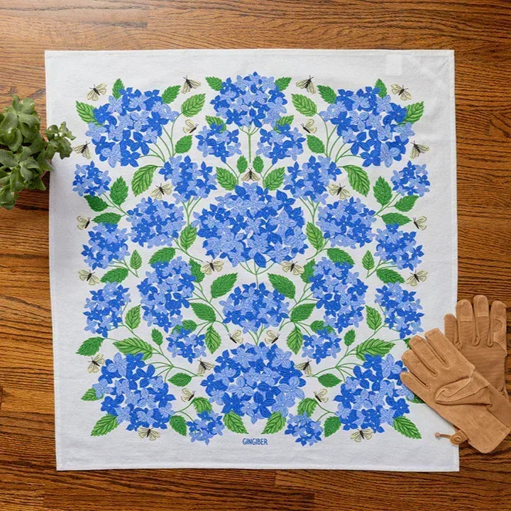 Multicolor illustrated floral tea towel