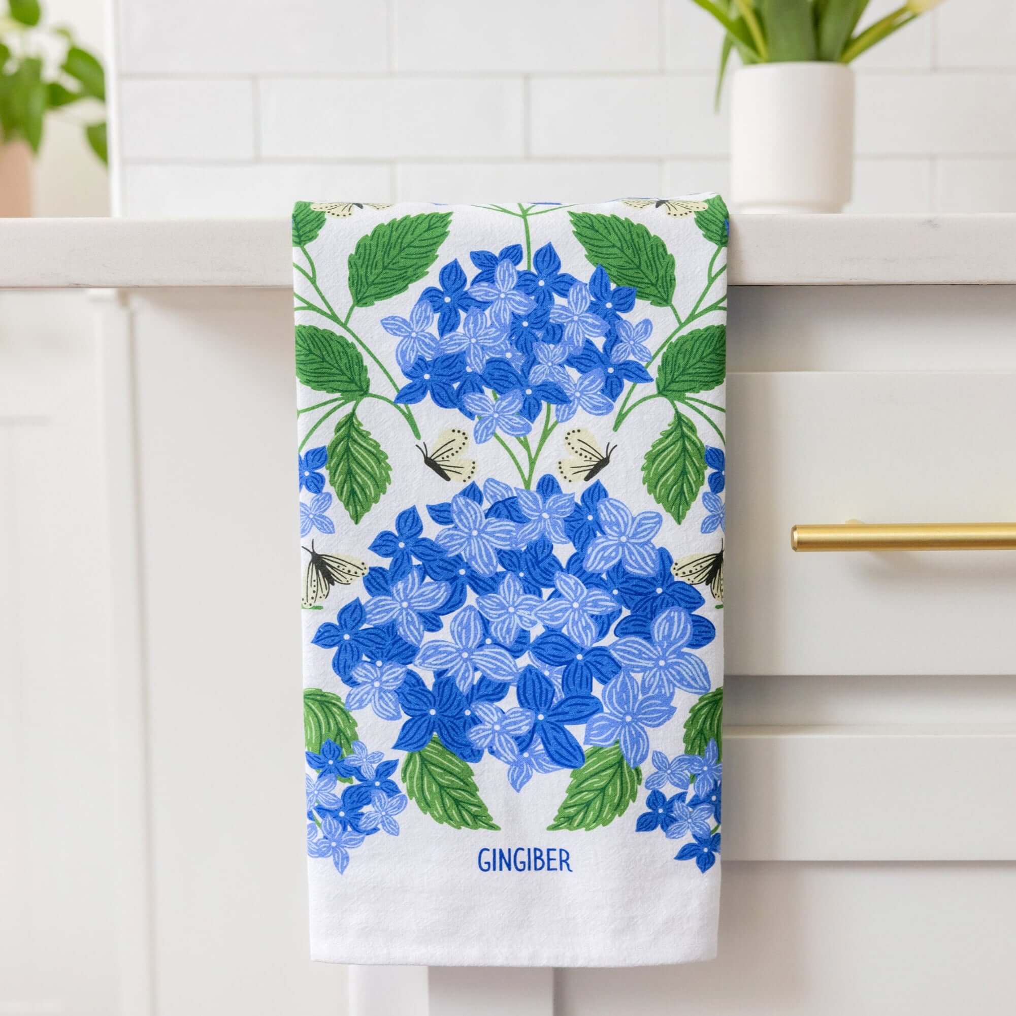 Blue Hydrangeas Tea Towel