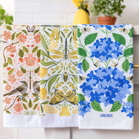 Multicolor illustrated floral tea towel