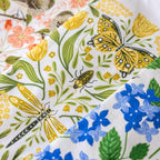 Multicolor illustrated floral tea towel