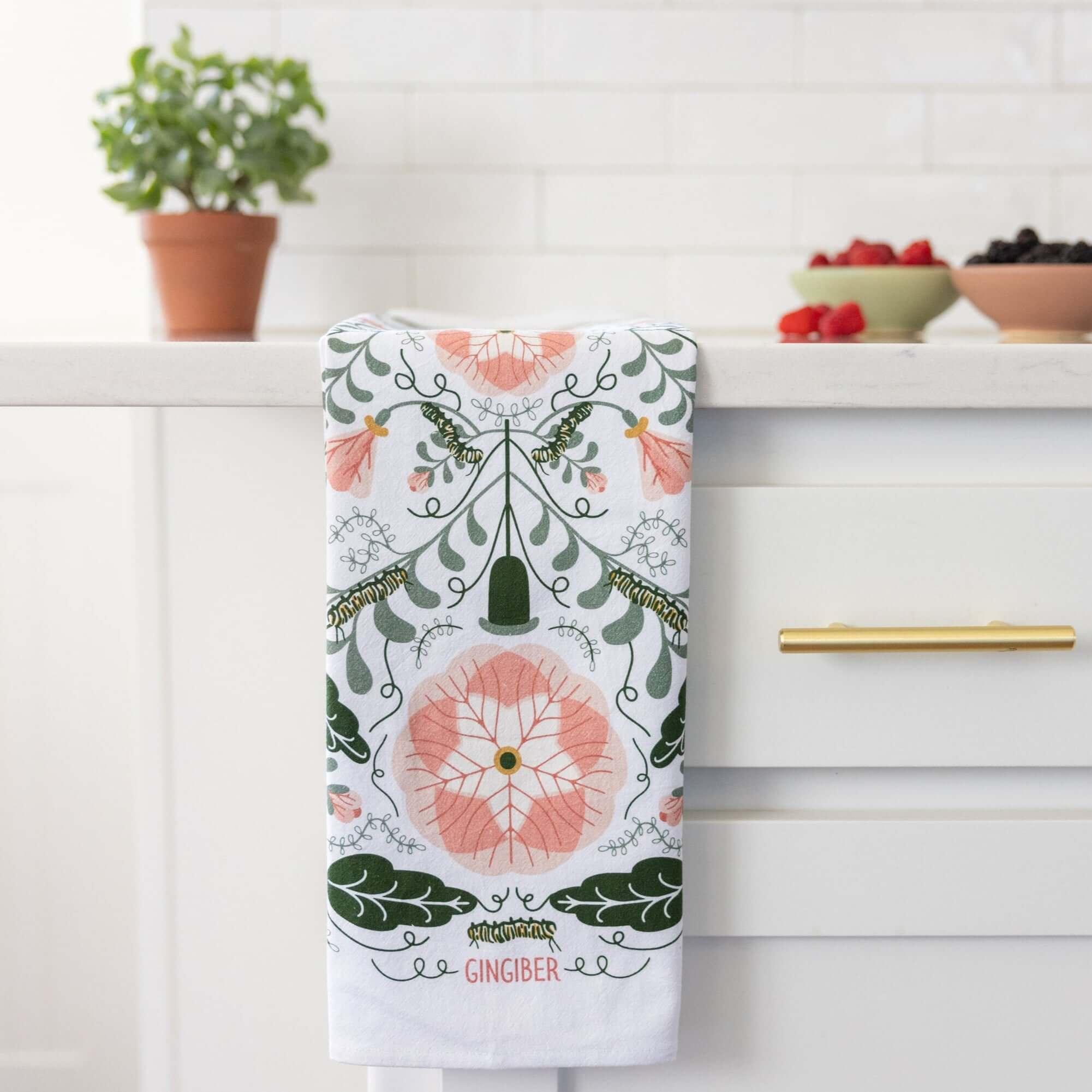 Pink Pansies Tea Towel - Gingiber