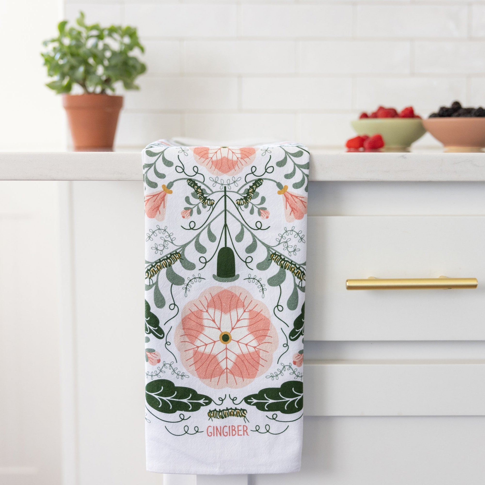 Pink Pansies Tea Towel