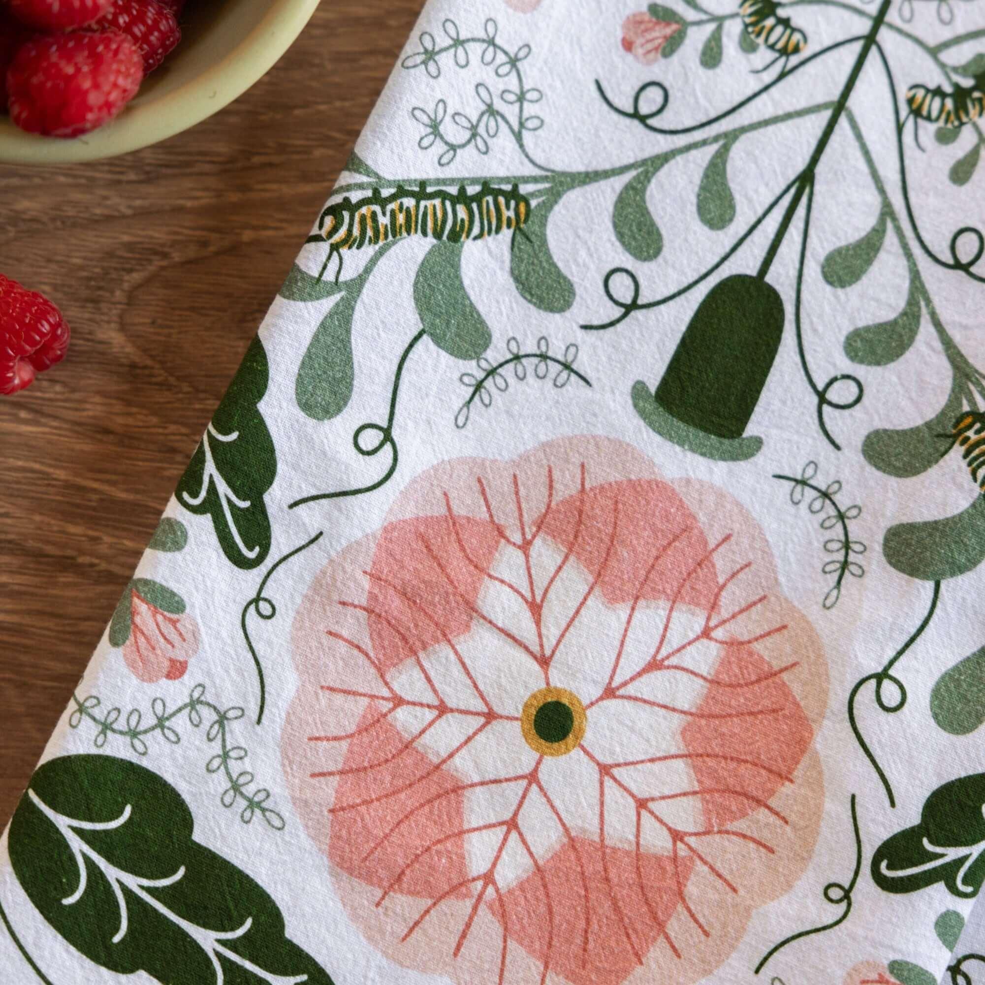 Pink Pansies Tea Towel - Gingiber