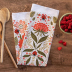Multicolor illustrated floral tea towel