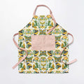 Apron - Gingiber floral apron with adjustable neck strap, large pocket, cotton canvas, 29" L x 26" W, tie back, 100% cotton, imported