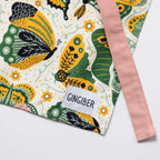 Apron - Gingiber floral apron with adjustable neck strap, large pocket, cotton canvas, 29" L x 26" W, tie back, 100% cotton, imported