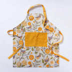 Mums & Robin Apron—bake in style with gingiber apron featuring floral and bird print and matching tea towel, adjustable neck strap, large pocket, 100% cotton canvas