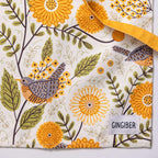 Apron - Gingiber floral apron with adjustable neck strap, large pocket, cotton canvas, 29" L x 26" W, tie back, 100% cotton, imported