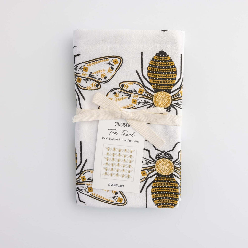 tea towels with illustrated bees