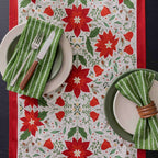 Christmas Poinsettia Table Runner - Red