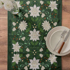 Christmas Poinsettia Table Runner - Green
