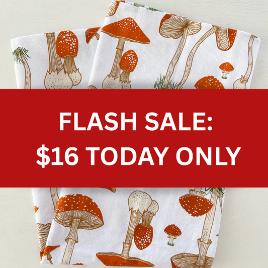 FLASH SALE: Enchanted Toadstools Tea Towel