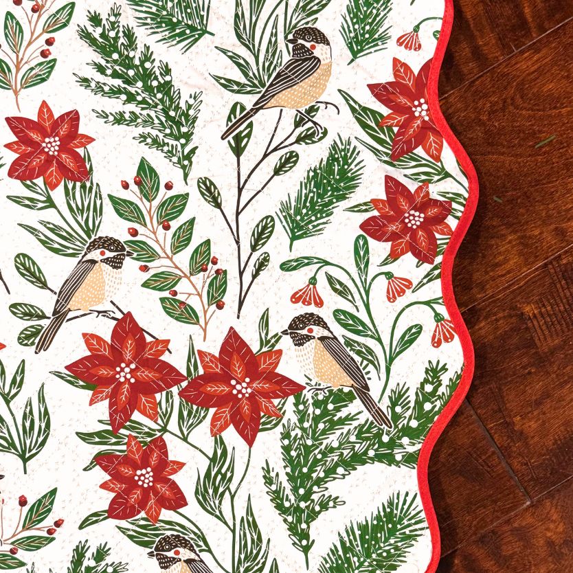 Poinsettia & Pine Tree Skirt