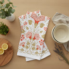 Multicolor illustrated floral tea towel