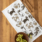 tea towel with illustrated cats