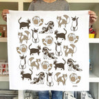 tea towel with illustrated cats