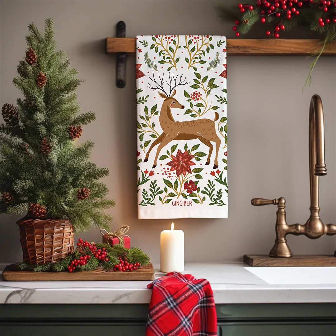 Christmas Forest Tea Towel (REDIRECT) - Gingiber
