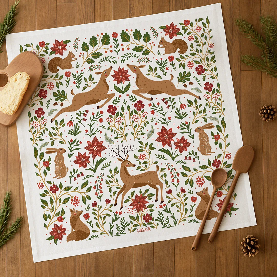 Christmas Forest Tea Towel (REDIRECT) - Gingiber