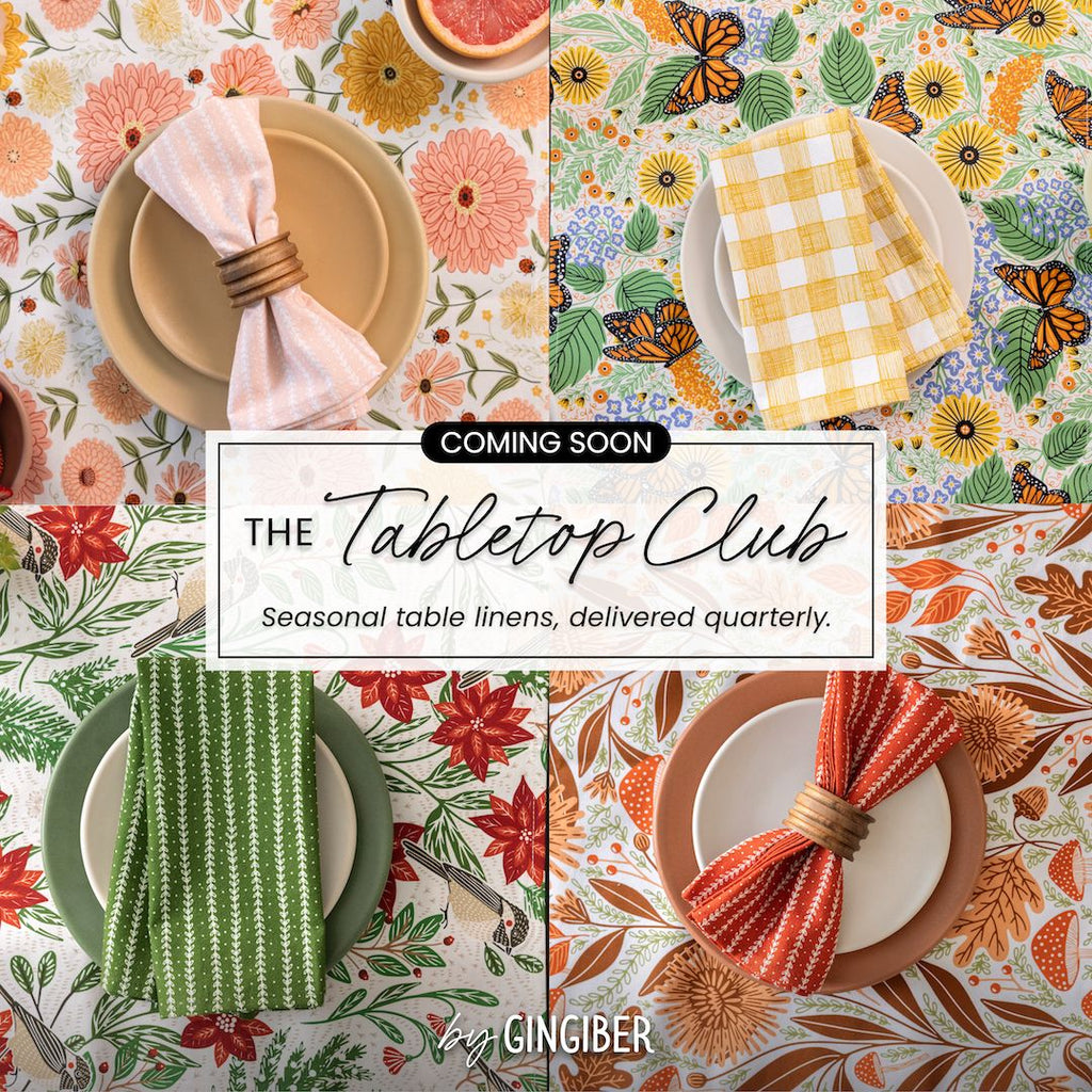Promotional graphic for The Tabletop Club with colorful table settings and 'Coming Soon' text.