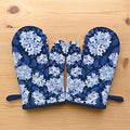 Dark Blue Hydrangea Oven Mitts (Set of 2)
